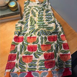 Celandine x Carla Petelski Mini Linen Blend Shift Dress Size S Multi Color